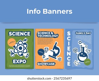 A colorful banner advertising a science fair that covers science, technology, and other related activities. The eye-catching visuals are equally appealing to families and science enthusiasts.