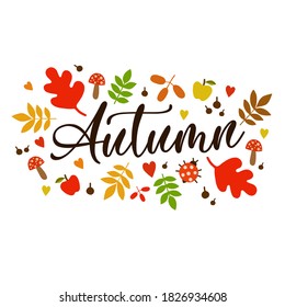 Colorful banner with autumn fallen leaves and yellow foliage. Use for event invitation, discount voucher, advertising. Vector eps 10.