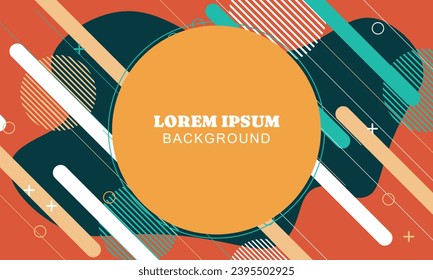 Colorful banner background with abstract memphis shape.