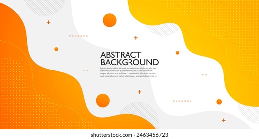 Colorful banner background with geometric wave element and gradient orange color. Design with liquid shape on white background. Eps10 vector