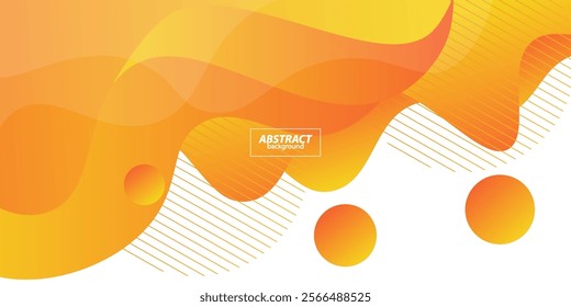 Colorful banner background with geometric wave elements and gradient orange color. Design with liquid shapes on white background. Vector Eps10
