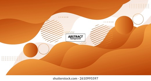 Colorful banner background with gradient orange geometric wave elements. Design with liquid shapes on white background. Vector Eps10