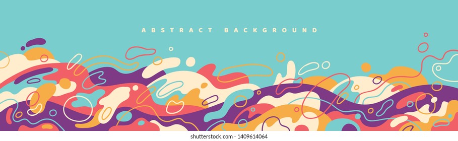 Colorful banner design in abstract style made of various fluid shapes. Vector illustration.