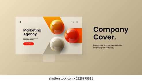 Colorful banner design vector layout. Premium computer monitor mockup website template.