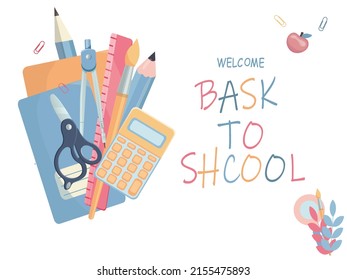 Colorful banner, flyer Back to school. Design concept for invitations, cards, banners and flyers.