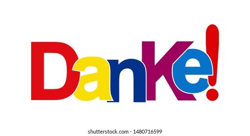 Colorful banner with the inscription THANK you! Lettering for design and decoration. language German