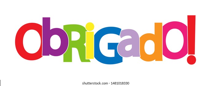 Colorful banner with the inscription THANK you! Lettering for design and decoration. Portuguese language