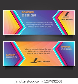 colorful banner with a mixture of red, blue and orange, a web design template that looks simple and luxurious