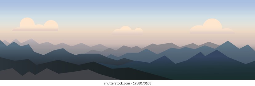 coloridas montañas de pancartas al atardecer. Ilustración vectorial. Fondo de las montañas. Velada vectorial en las montañas