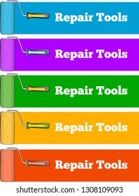 Colorful banner with paint roller set