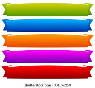 Colorful banner, ribbon or tape, band, strip templates with empty space.