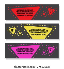 colorful banner shape with dark background for corporate, education, event