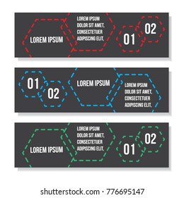 colorful banner shape with dark background for corporate, education, event