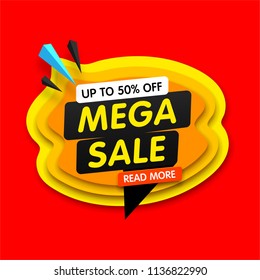 Colorful banner for special offers and mega sales. Vector illustration
