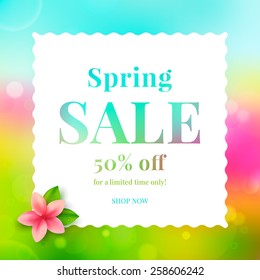 Colorful banner spring sale. Vector illustration.