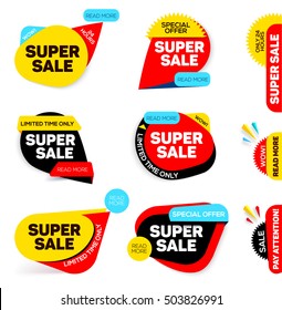 Colorful banner for super sale and discounts offers, black friday. 