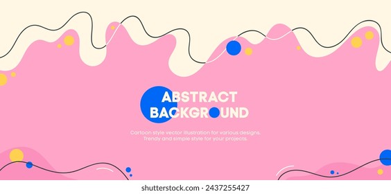 Colorful banner template with abstract shapes and lines. Flat style geometric background with pink, blue and yellow shapes. 80s-90s style retro art for web, app, social networks. Vector illustration