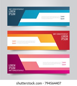 Colorful banner template. Blue, Red and Purple Banner design. Horizontal advertising banner.