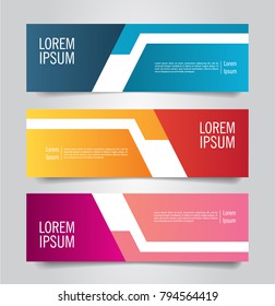Colorful banner template. Blue, Red and Purple Banner design. Horizontal advertising banner.
