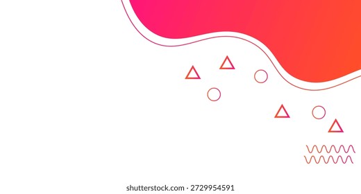 Plantilla de Anuncio colorido con color degradado. Diseño con forma líquida. con una combinación de amarillo y rosa con un concepto moderno y lujoso. Vector