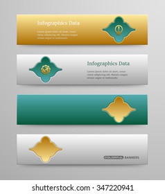 Colorful banner templates with 3d Persian Islamic design