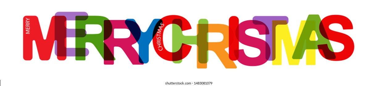 Colorful banner that says HAPPY CHRISTMAS. Lettering for design and decoration.