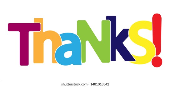 Colorful banner that says THANKS! Lettering for design and decoration.