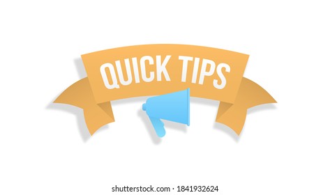 Colorful banner with useful information. Quick tips, helpful tricks, tooltip, hint for website. Speech bubble with text isolated on a white background. Advice and message, badge. Vector illustration.
