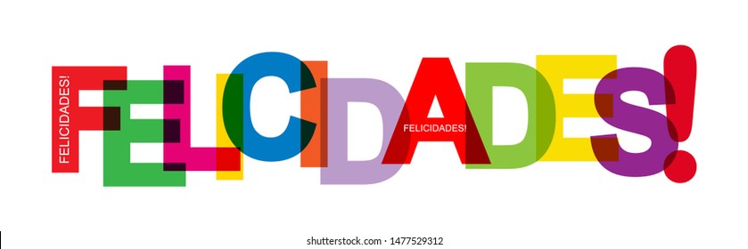 Colorful banner with the words CONGRATULATIONS! for design and decoration. language Spanish