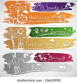 Colorful banners with Halloween symbols