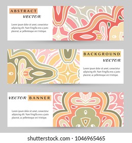 Colorful banners, headers set. Abstract doodle geometric ornament, vector background with place for the text