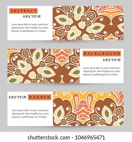 Colorful banners, headers set. Abstract doodle geometric ornament, vector background with place for the text