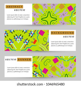 Colorful banners, headers set. Abstract doodle geometric ornament, vector background with place for the text