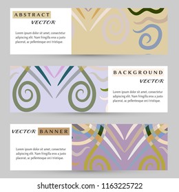 Colorful banners, headers set. Abstract doodle geometric ornament, vector background with place for the text