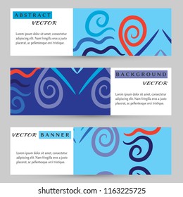 Colorful banners, headers set. Abstract doodle geometric ornament, vector background with place for the text