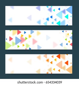 Farbige Banner oder Header mit verschiedenen Dreiecken. Vektorbanner für Ihren Text oder Ihr Design bereit.