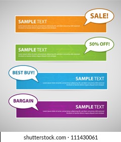 Colorful Banners with Speech Bubble on Top