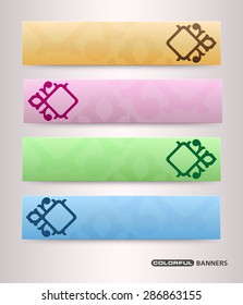 Colorful Banners template with arabesque design