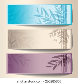 Colorful banners with the tree branches. Vector illustration.