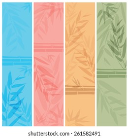 Colorful banners with the tree branches. Vector illustration.