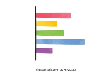 Colorful Bar Chart Clipart. Simple Bar Chart Watercolor Style Vector Illustration. Minimalist Horizontal Column Chart Diagram Cartoon Hand Drawn Doodle Style. Business Concept Drawing