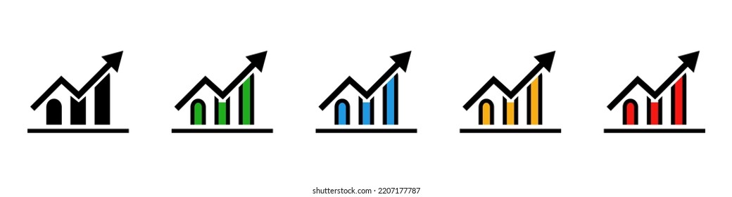 Colorful bar chart icon set. Chart icon set. Vector.