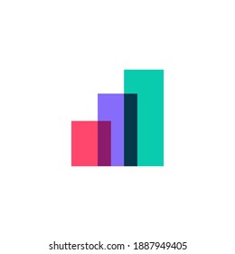 Colorful Bar Chart Overlap Logo Vector Icon Illustration