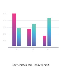 Colorful bar graph is representing positive market trend growth