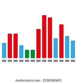 Colorful bar graph showing data and trends, perfect for business, finance, or analytics presentations.