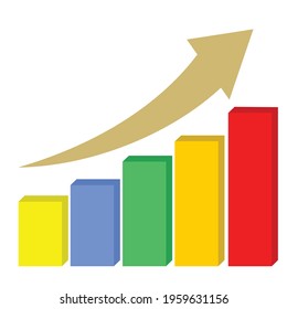 colorful bar graphics and up arrow vector design