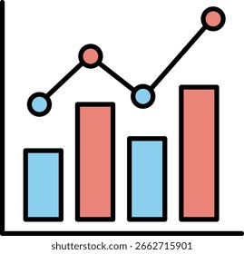 Gráfico de barras y líneas de colores que representan las tendencias de datos en un entorno profesional.