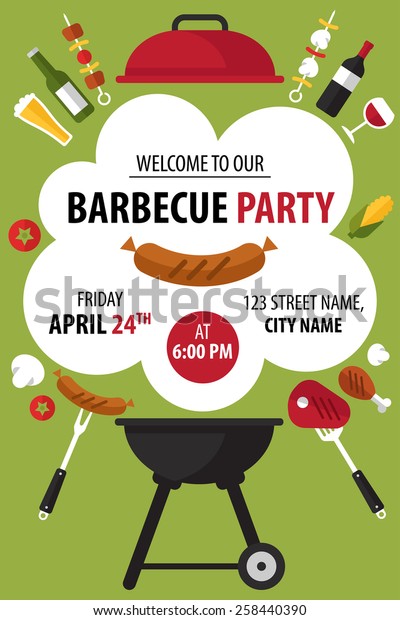 Invitation Barbecue Coloree A La Fete Illustration Image Vectorielle De Stock Libre De Droits