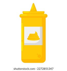Colorful barbecue party mustard sauce elements in flat illustration, this element will create a pleasant and delicious atmosphere, simple cute fun and elegant vector design.
