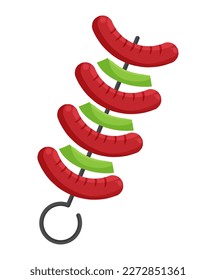 Colorful barbecue party skewer elements in flat illustration, this element will create a pleasant and delicious atmosphere, simple cute fun and elegant vector design.